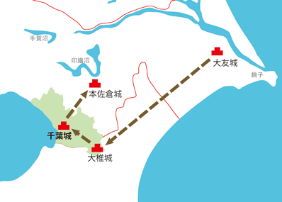 千葉氏拠点の推移