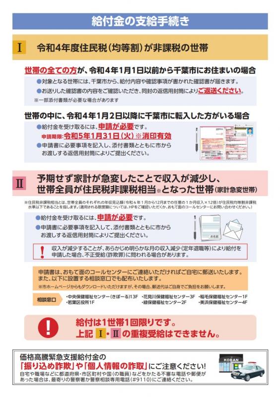 価格高騰緊急支援給付金チラシ裏面