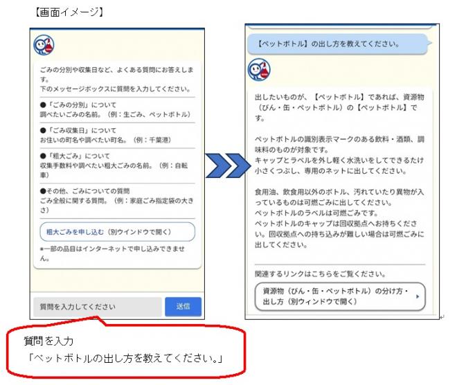 千葉市家庭ごみチャットボット画面イメージ
