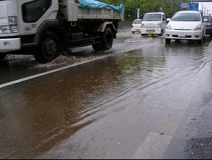 道路冠水の様子