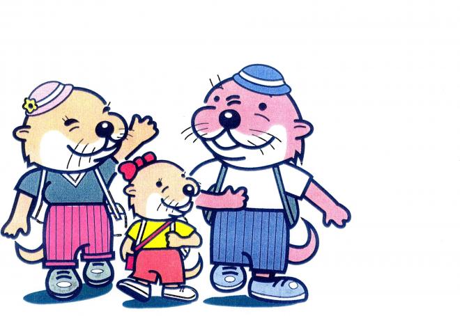カワウソ一家のイラスト
