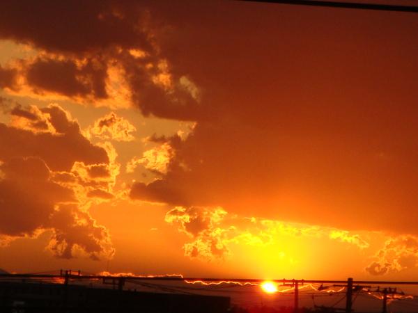 窓からの夕日