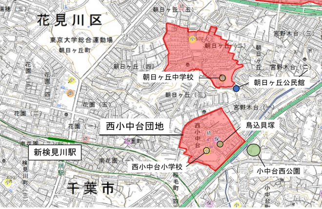 西小中台地図